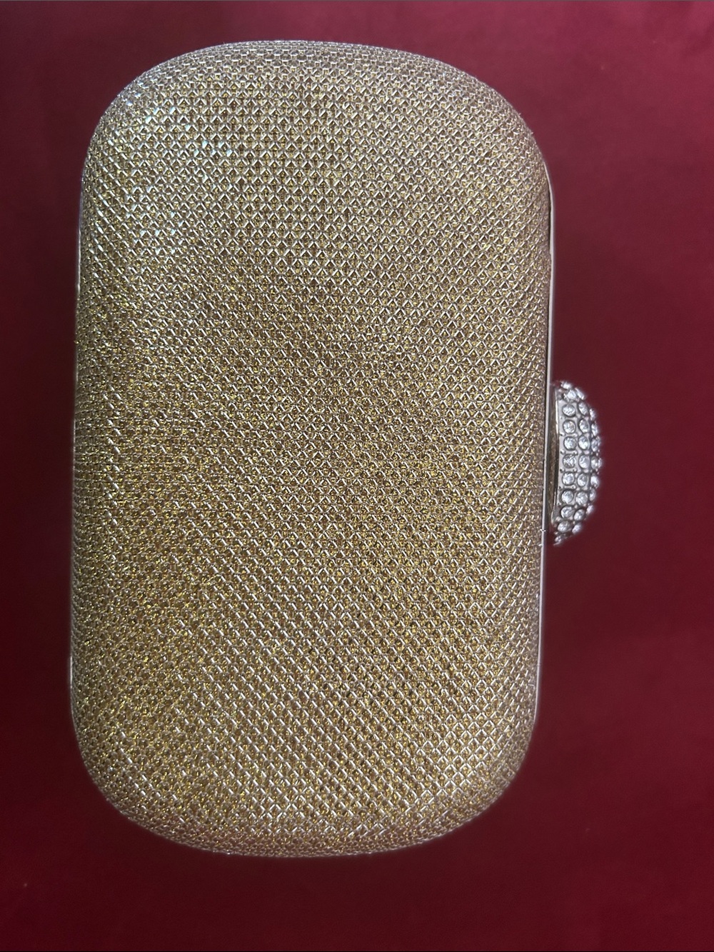 Gold Mesh Evening Clutch with Crystal-Knot Clasp